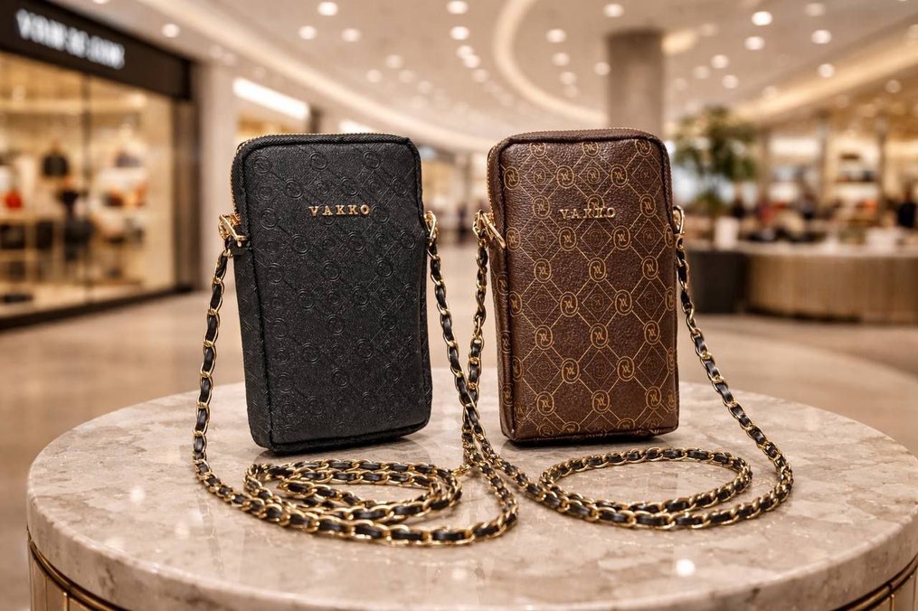 Zincir Detaylı Siyah Deri Vakko  Çapraz Çanta - Görsel 3