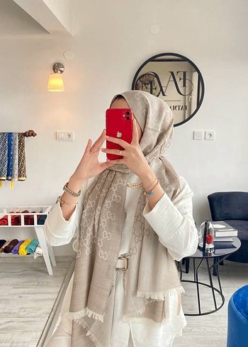 Gucci Gri yün İpek  Şal - Görsel 2