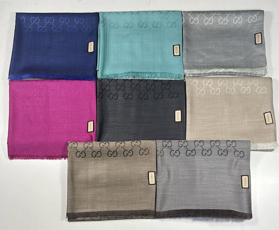 Gucci Gri yün İpek  Şal - Görsel 3