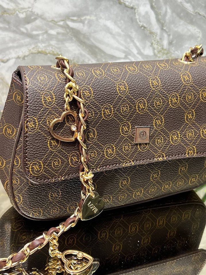 Siyah Zincir Detaylı Modern Klasik Vakko  Çanta - Görsel 3