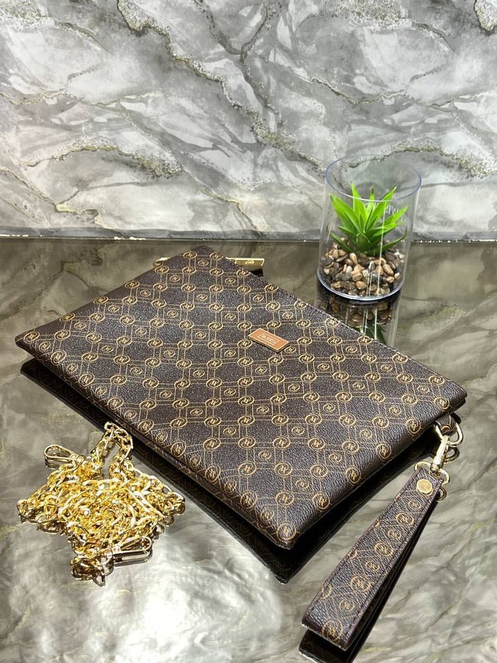 Siyah Deri Vakko Clunch Çanta - Görsel 2