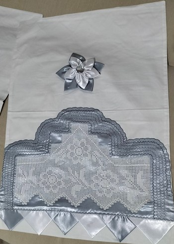 Gri Nakışlı çift kişilik pikeTakımi - Görsel 3