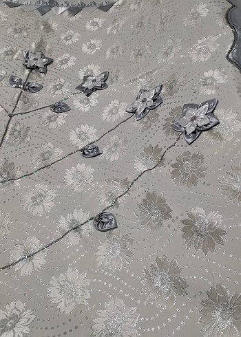 Gri Nakışlı çift kişilik pikeTakımi - Görsel 4