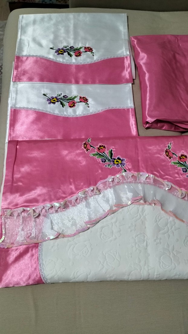 Nakışlı Pembe pike Takımı - Görsel 2