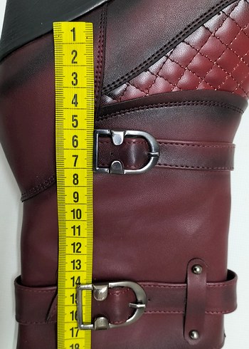 Bordo Tokalı Dolgu Topuklu Biker Bot - Görsel 4