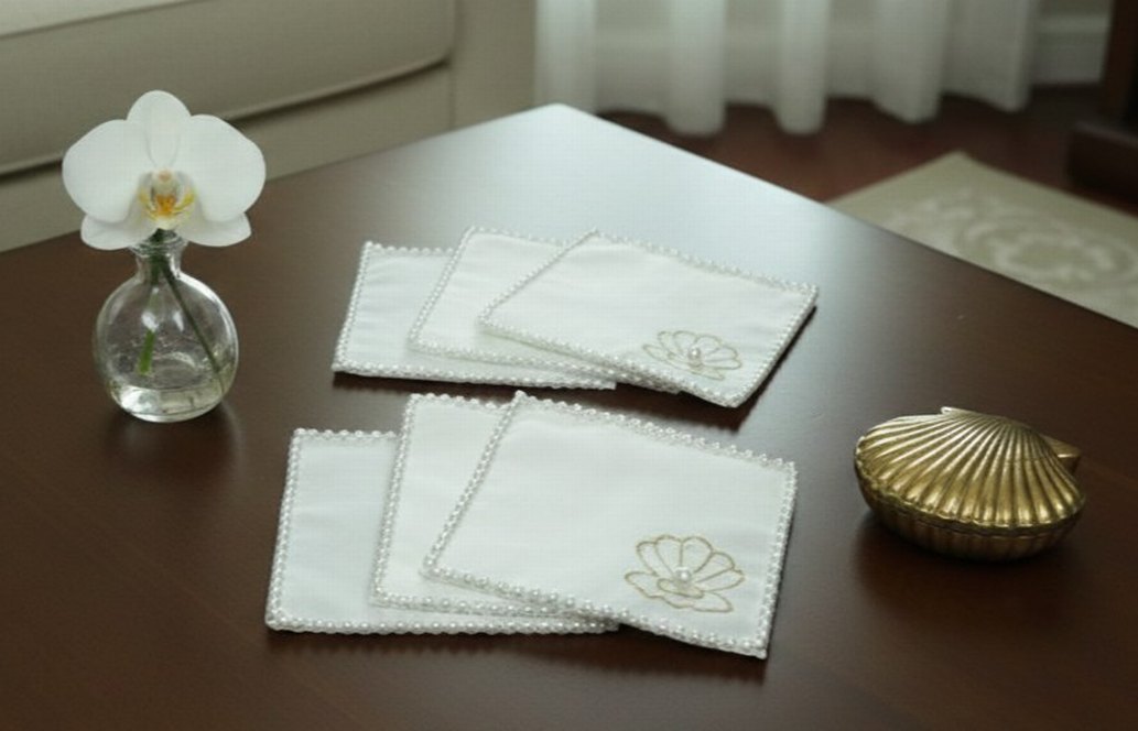 İncili kahve sunum pecetesi 6 adet fiyati - Görsel 2