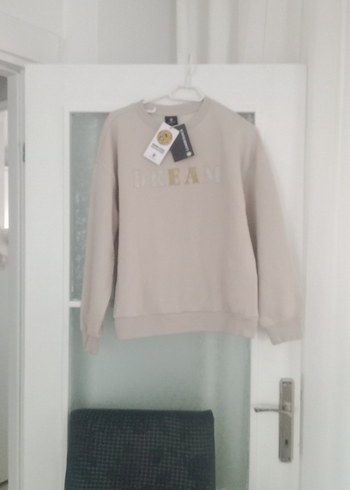 m Beden Uzun Kollu Gri Baskılı Kadın Sweatshirt