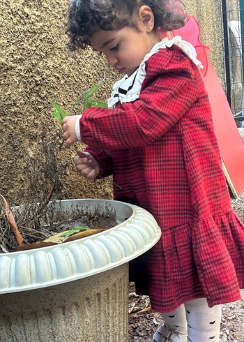 Kız Çocuk Kırmızı Ekose Puf Kollu Elbise - Görsel 6