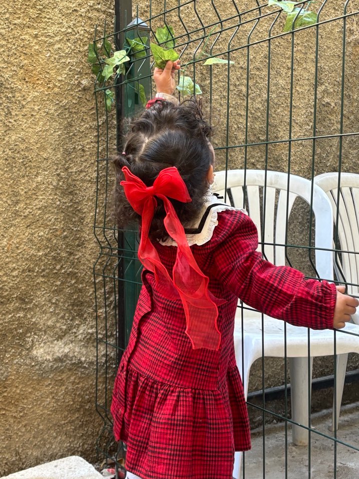 Kız Çocuk Kırmızı Ekose Puf Kollu Elbise - Görsel 5