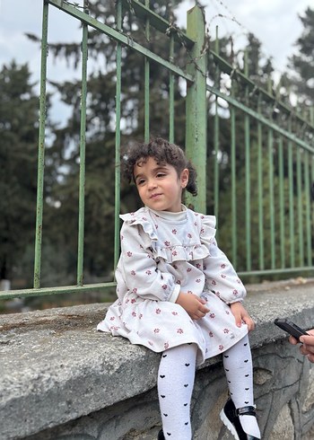 Kız Çocuk Beyaz Pamuklu Fırfırlı Bohem Elbise - Görsel 6