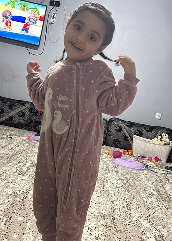 Kız Bebek  mor lila aradı  Desenli Şişme Tulumu - Görsel 2