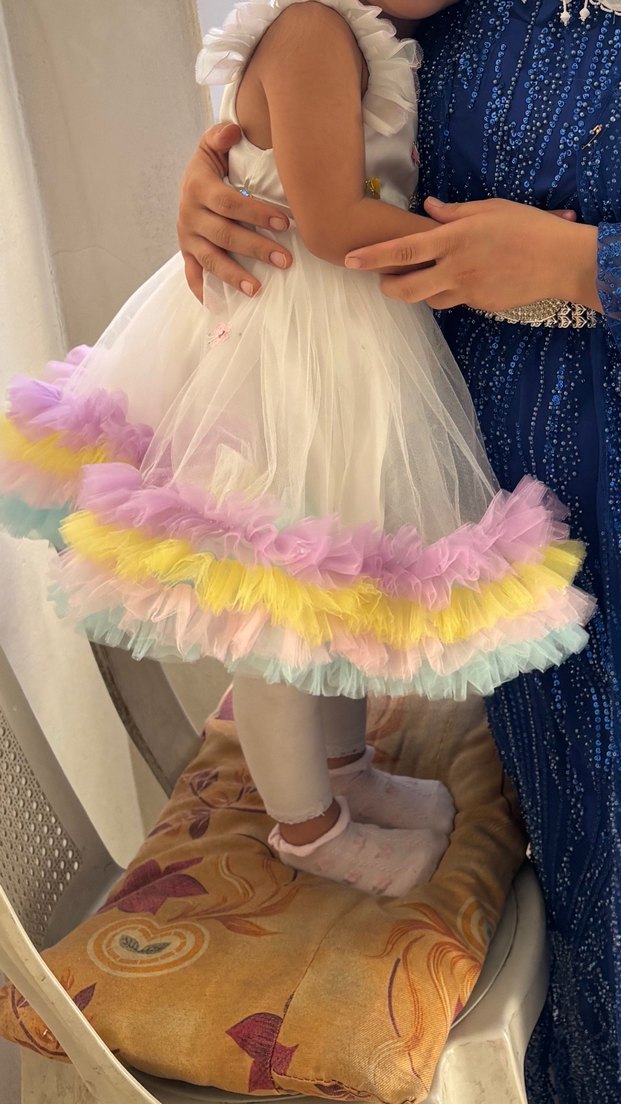 Çok Renkli Fırfırlı Kız Çocuk Elbisesi - Görsel 4