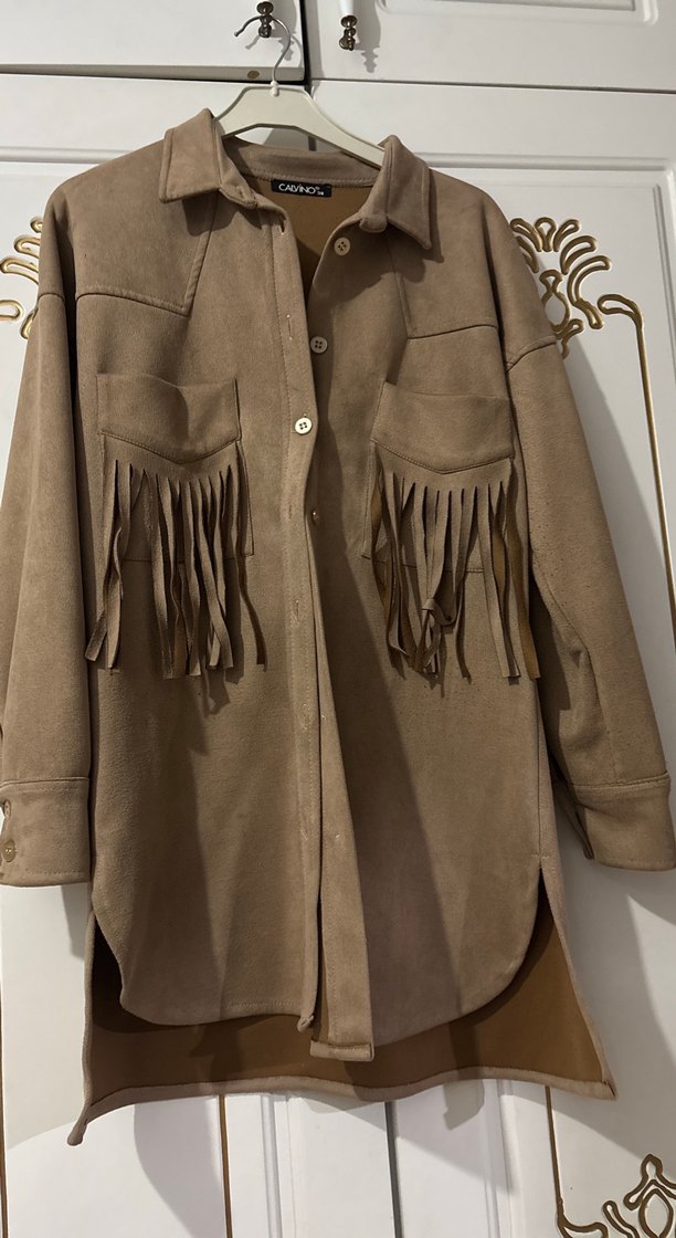 Düğmeli Kadın Kahverengi Süet Uzun Ceket - Görsel 2