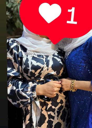 Kadın lacivert leopar desen Bağlamalı Uzun Elbise - Görsel 3