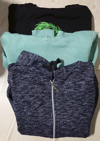 Erkek Fermuarlı Koyu Yeşil Kapüşonlu Sweatshirt
