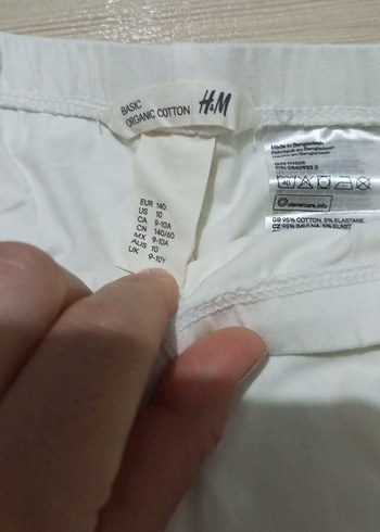 H&M Beyaz Kız Çocuk Pamuklu Tayt