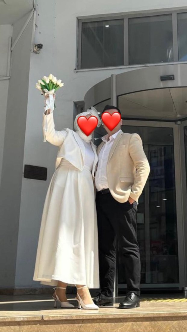 Nikah elbise Uzun Beyaz Kadın Elbise Notlu Yaka - Görsel 2