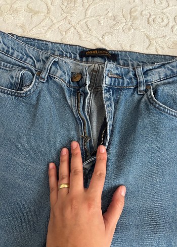 40 Beden Mavi Loose Fit Midi Kot Pantolon