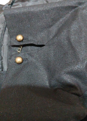 Siyah Midi yuvarlak Yaka Kısa Kollu Elbise - Görsel 14