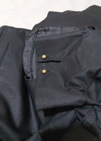 Siyah Midi yuvarlak Yaka Kısa Kollu Elbise - Görsel 15