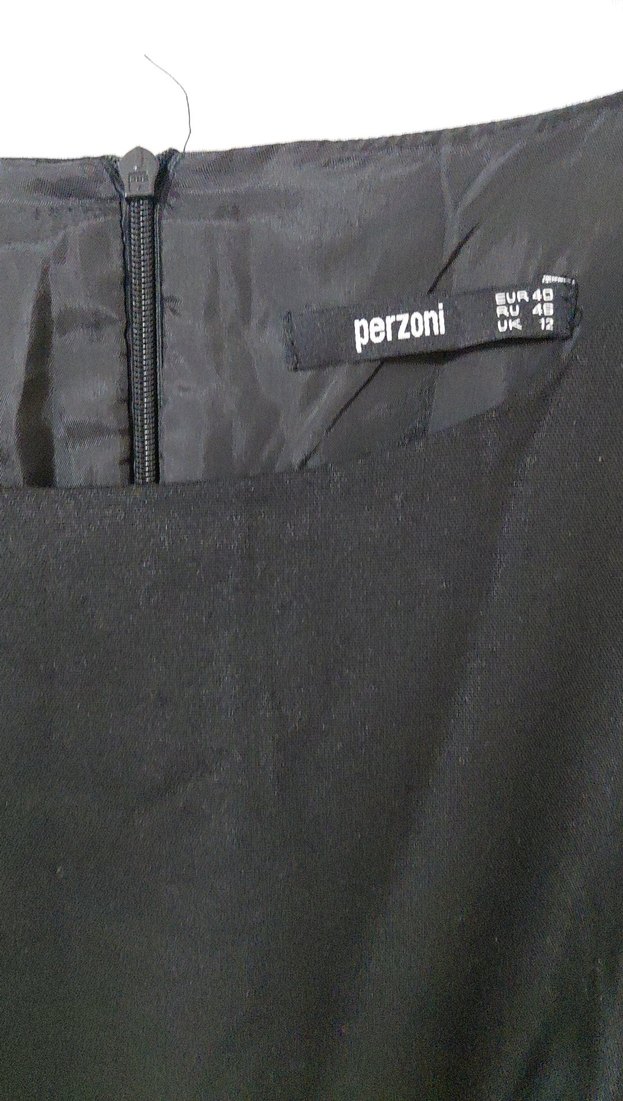 Siyah Midi yuvarlak Yaka Kısa Kollu Elbise - Görsel 5