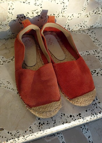 turuncuı Süet Dolgu Topuklu Kadın Espadril - Görsel 2