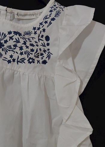 Nakışlı Fırfırlı Kısa Kollu Bohem Bluz - Görsel 7