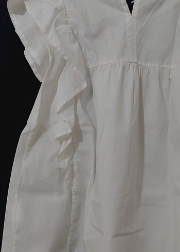 Nakışlı Fırfırlı Kısa Kollu Bohem Bluz - Görsel 10