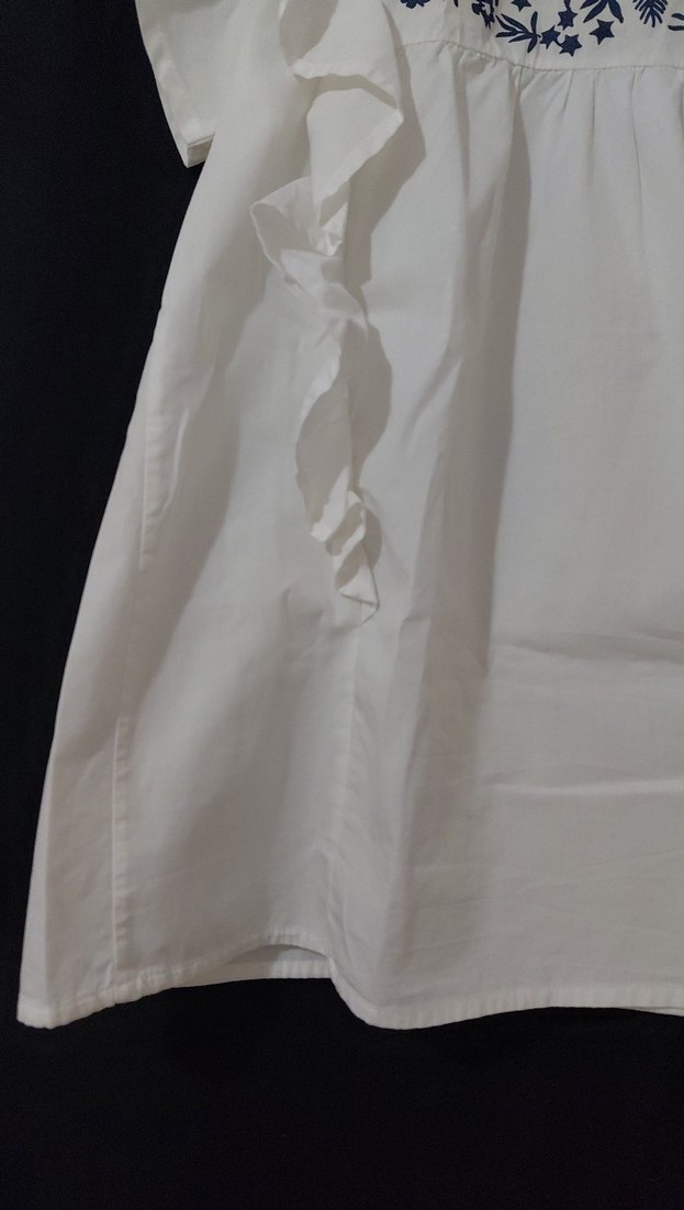 Nakışlı Fırfırlı Kısa Kollu Bohem Bluz - Görsel 2