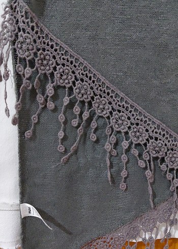 Kadın Gri Süet Bohem Şal - Görsel 5