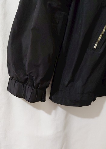 Kadın Siyah Midi Boy Fermuarlı Ceket/kısa trençkot - Görsel 5