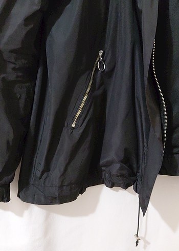 Kadın Siyah Midi Boy Fermuarlı Ceket/kısa trençkot - Görsel 2