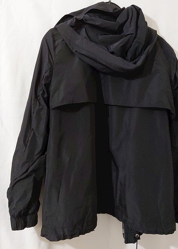 Kadın Siyah Midi Boy Fermuarlı Ceket/kısa trençkot - Görsel 9