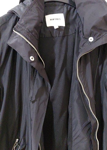 Kadın Siyah Midi Boy Fermuarlı Ceket/kısa trençkot - Görsel 4