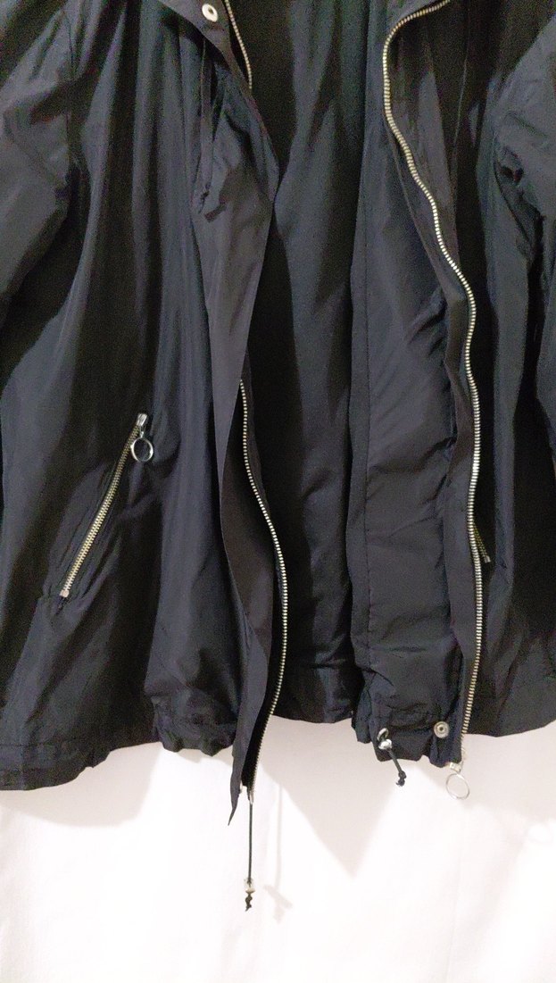 Kadın Siyah Midi Boy Fermuarlı Ceket/kısa trençkot - Görsel 3