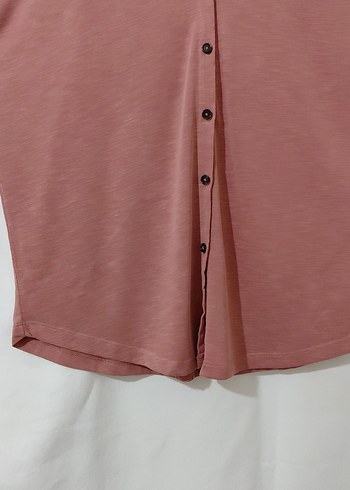Düğmeli, Kısa Kollu bordo Kadın Gömlek - Görsel 2