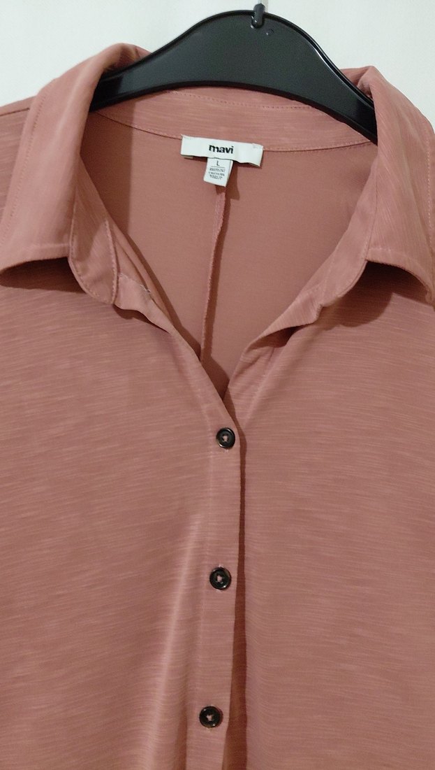 Düğmeli, Kısa Kollu bordo Kadın Gömlek - Görsel 4