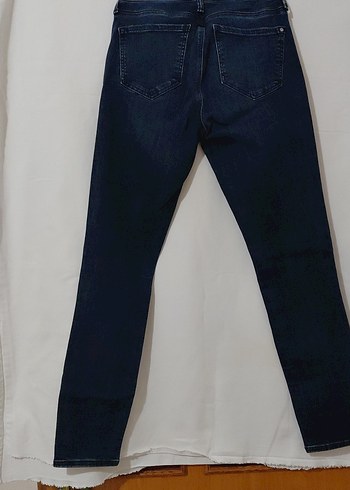 Lacivert Midi Boy Kadın Denim Pantolon - Görsel 4