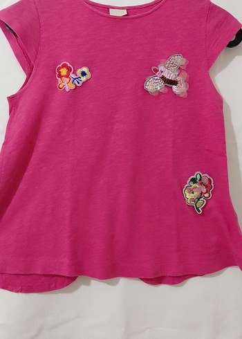Kız Çocuk Pembe Nakışlı Kolsuz Tişört - Görsel 2