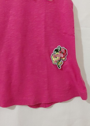 Kız Çocuk Pembe Nakışlı Kolsuz Tişört - Görsel 3