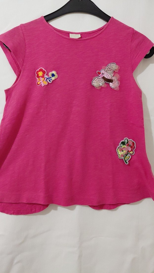 Kız Çocuk Pembe Nakışlı Kolsuz Tişört - Görsel 2