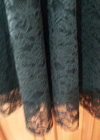 Kadın Siyah Dantel Uzun Kollu Uzun Elbise - Görsel 7