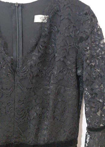 Kadın Siyah Dantel Uzun Kollu Uzun Elbise - Görsel 5