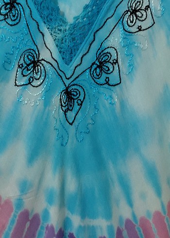 Renkli Batik Desenli Bohem Uzun Elbise - Görsel 9