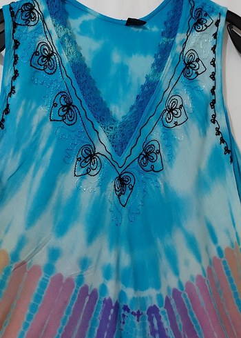 Renkli Batik Desenli Bohem Uzun Elbise - Görsel 5