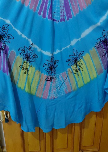 Renkli Batik Desenli Bohem Uzun Elbise - Görsel 2