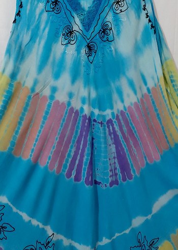 Renkli Batik Desenli Bohem Uzun Elbise - Görsel 4