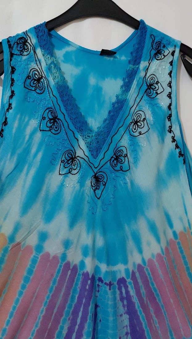 Renkli Batik Desenli Bohem Uzun Elbise - Görsel 5