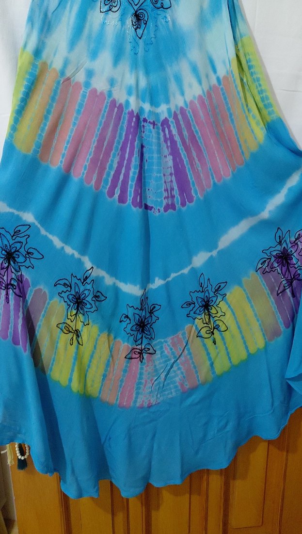 Renkli Batik Desenli Bohem Uzun Elbise - Görsel 3