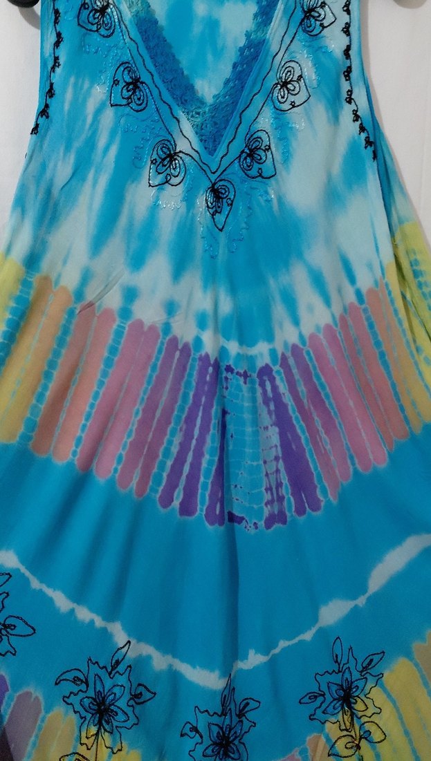 Renkli Batik Desenli Bohem Uzun Elbise - Görsel 4